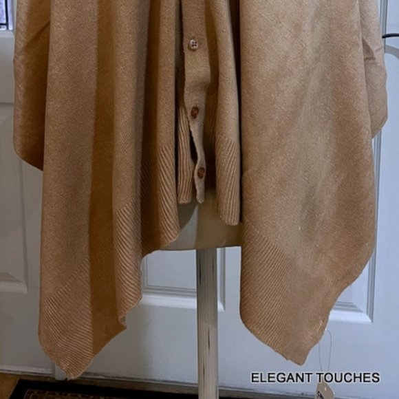 Cruise Club 4 way Ombre Cardishawl Tan Cream Poncho Cape Women OS Flannel - Picture 3 of 7